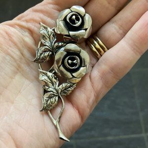 *TAKE 1/2 OFF: Burnished sterling blossoms on vintage brooch by Beau